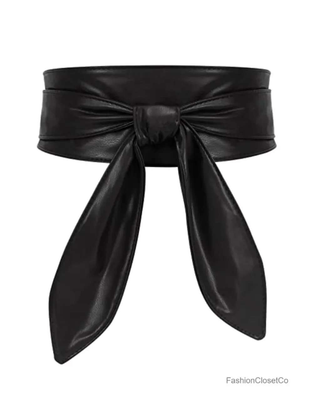 Wide Waistband Obi Belt Wrap Around Knotted PU Leather Waist Belt for Dresses